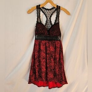 Smart Sexy Sleepwear Babydoll Chemise Womens S Red Black Lace Polka Dots